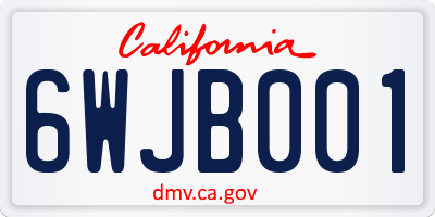 CA license plate 6WJB001
