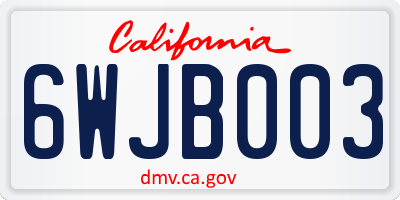 CA license plate 6WJB003