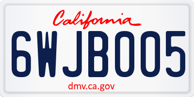 CA license plate 6WJB005
