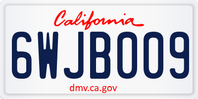 CA license plate 6WJB009
