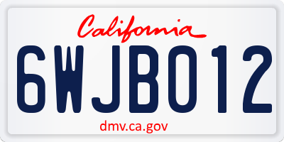 CA license plate 6WJB012