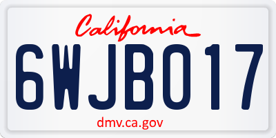 CA license plate 6WJB017
