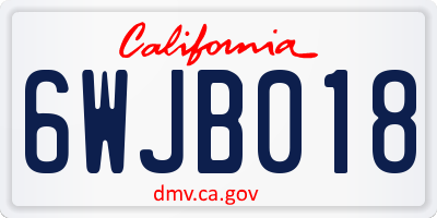 CA license plate 6WJB018