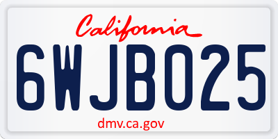 CA license plate 6WJB025