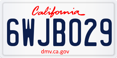 CA license plate 6WJB029