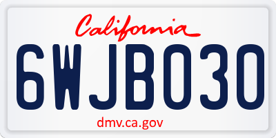 CA license plate 6WJB030