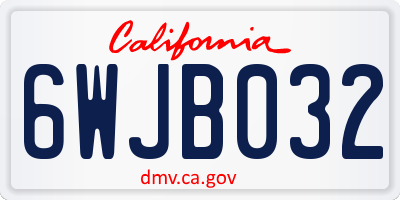 CA license plate 6WJB032