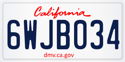 CA license plate 6WJB034