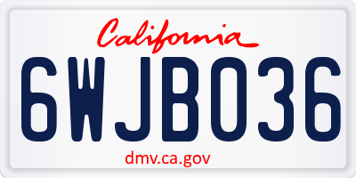 CA license plate 6WJB036