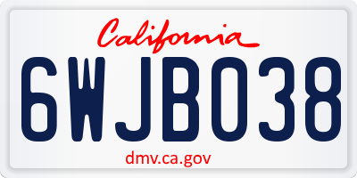 CA license plate 6WJB038