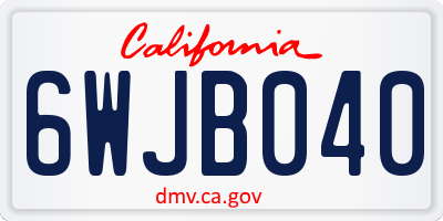 CA license plate 6WJB040