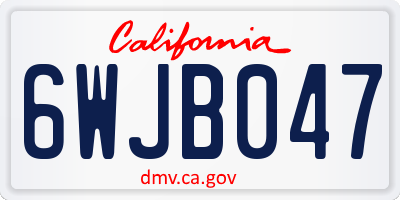CA license plate 6WJB047