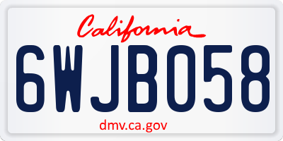 CA license plate 6WJB058