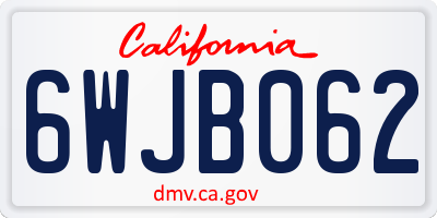 CA license plate 6WJB062