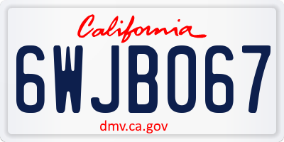 CA license plate 6WJB067