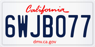 CA license plate 6WJB077