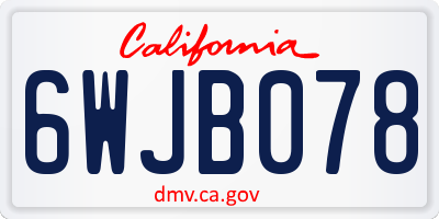 CA license plate 6WJB078