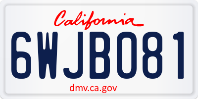 CA license plate 6WJB081