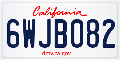 CA license plate 6WJB082
