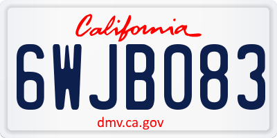 CA license plate 6WJB083