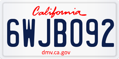 CA license plate 6WJB092