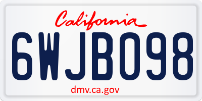 CA license plate 6WJB098
