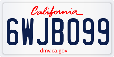 CA license plate 6WJB099