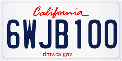 CA license plate 6WJB100