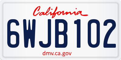 CA license plate 6WJB102