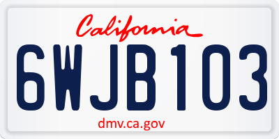 CA license plate 6WJB103