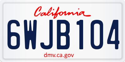 CA license plate 6WJB104