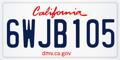 CA license plate 6WJB105