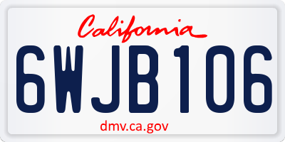 CA license plate 6WJB106