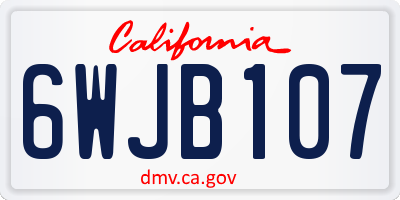 CA license plate 6WJB107