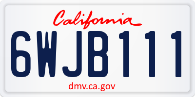 CA license plate 6WJB111