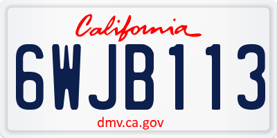 CA license plate 6WJB113