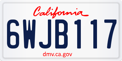 CA license plate 6WJB117