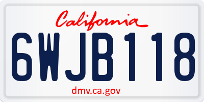 CA license plate 6WJB118