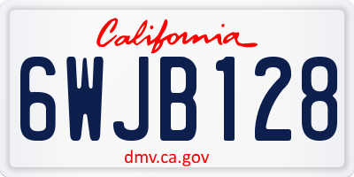CA license plate 6WJB128