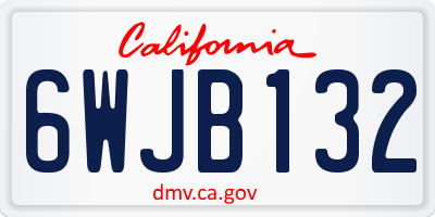 CA license plate 6WJB132