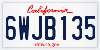 CA license plate 6WJB135