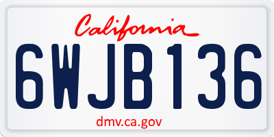 CA license plate 6WJB136