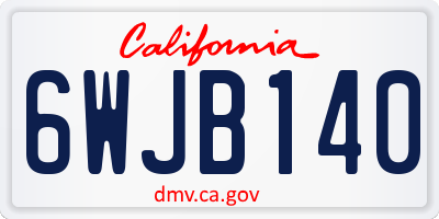 CA license plate 6WJB140