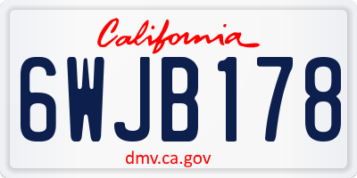 CA license plate 6WJB178