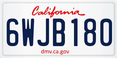 CA license plate 6WJB180