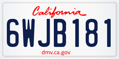 CA license plate 6WJB181