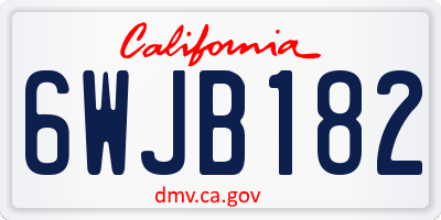CA license plate 6WJB182