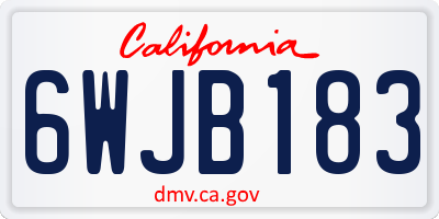 CA license plate 6WJB183