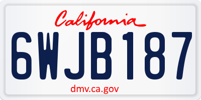 CA license plate 6WJB187