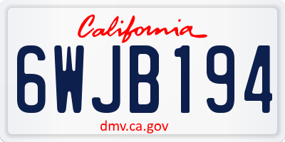 CA license plate 6WJB194